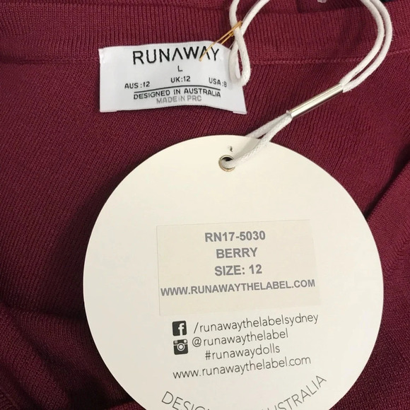 NWT Runaway The Label Cosmos Knit Dress‎ Berry - Picture 8 of 8